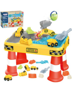 WOOPIE Stolik Wodny 2w1 Piaskownica Plac Budowy + 4 Autka 12el.