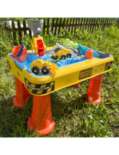 WOOPIE Stolik Wodny 2w1 Piaskownica Plac Budowy + 4 Autka 12el. 2