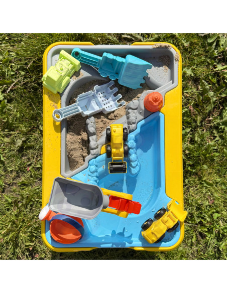 WOOPIE Stolik Wodny 2w1 Piaskownica Plac Budowy + 4 Autka 12el.