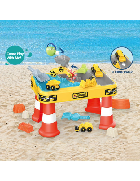 WOOPIE Stolik Wodny 2w1 Piaskownica Plac Budowy + 4 Autka 12el.