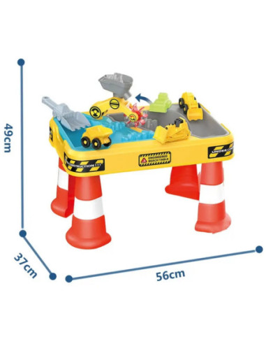 WOOPIE Stolik Wodny 2w1 Piaskownica Plac Budowy + 4 Autka 12el.