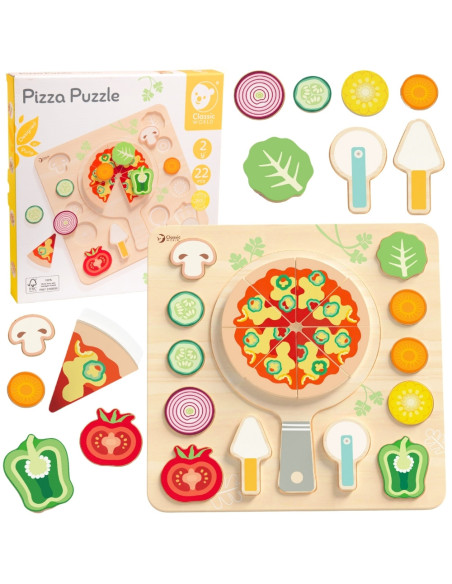 CLASSIC WORLD Drewniana Układanka Robienie Pizzy 22 el.