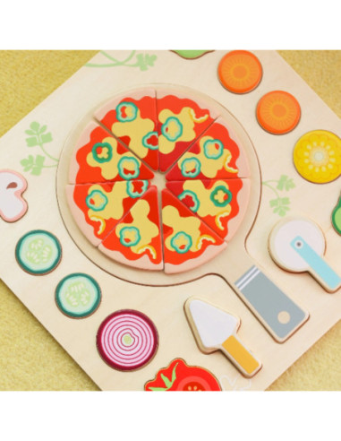 CLASSIC WORLD Drewniana Układanka Robienie Pizzy 22 el.