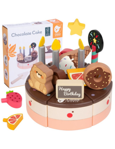 CLASSIC WORLD Drewniany Tort Urodzinowy 19el.