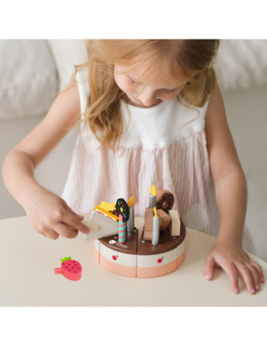 CLASSIC WORLD Drewniany Tort Urodzinowy 19el.