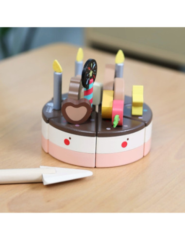 CLASSIC WORLD Drewniany Tort Urodzinowy 19el.