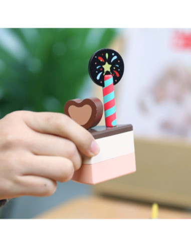 CLASSIC WORLD Drewniany Tort Urodzinowy 19el.