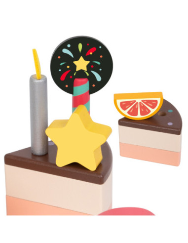 CLASSIC WORLD Drewniany Tort Urodzinowy 19el.