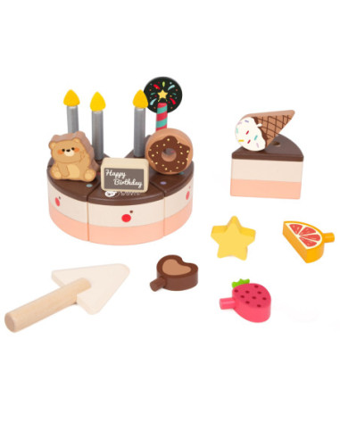 CLASSIC WORLD Drewniany Tort Urodzinowy 19el.