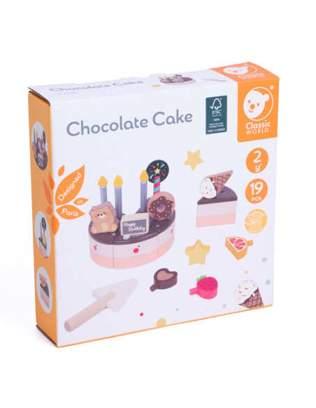 CLASSIC WORLD Drewniany Tort Urodzinowy 19el.