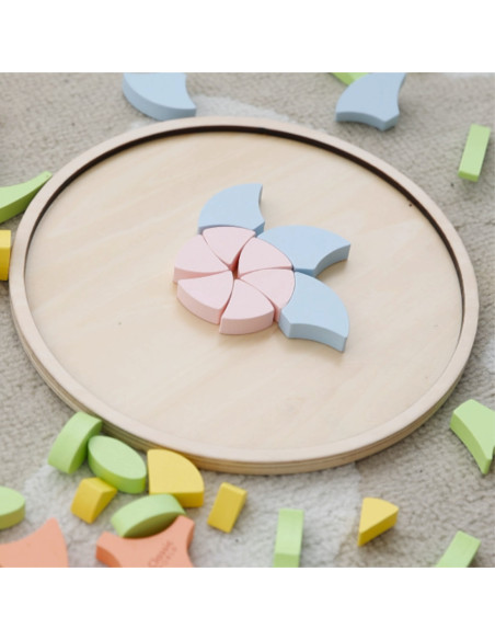 CLASSIC WORLD Drewniane Kolorowe Klocki Mandala Kwiecista Układanka