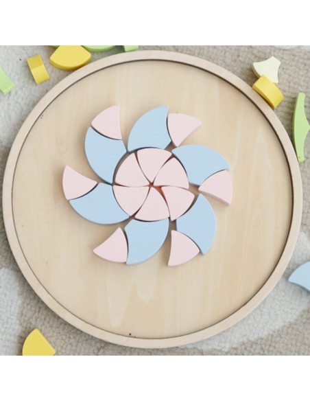 CLASSIC WORLD Drewniane Kolorowe Klocki Mandala Kwiecista Układanka