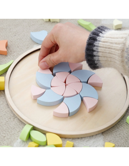 CLASSIC WORLD Drewniane Kolorowe Klocki Mandala Kwiecista Układanka