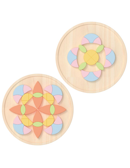 CLASSIC WORLD Drewniane Kolorowe Klocki Mandala Kwiecista Układanka