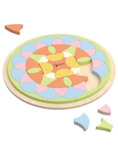 CLASSIC WORLD Drewniane Kolorowe Klocki Mandala Kwiecista Układanka