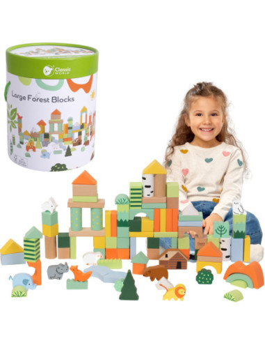 CLASSIC WORLD Zestaw Drewnianych Klocków Leśnych 100 sztuk