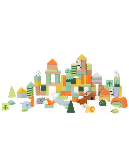 CLASSIC WORLD Zestaw Drewnianych Klocków Leśnych 100 sztuk