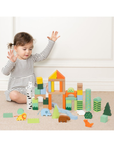 CLASSIC WORLD Zestaw Drewnianych Klocków Leśnych 50 sztuk