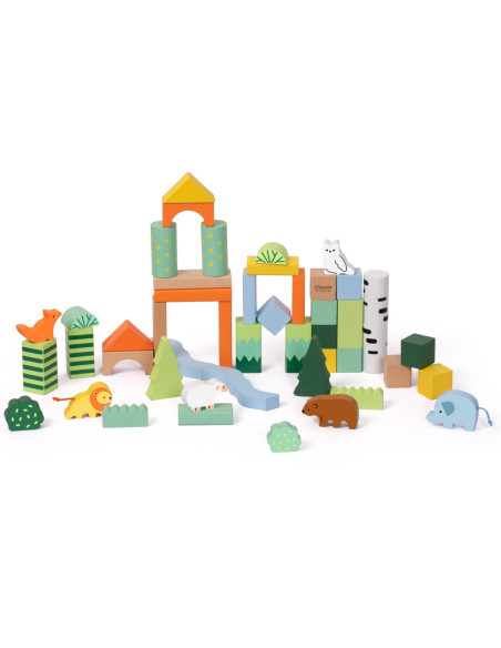 CLASSIC WORLD Zestaw Drewnianych Klocków Leśnych 50 sztuk