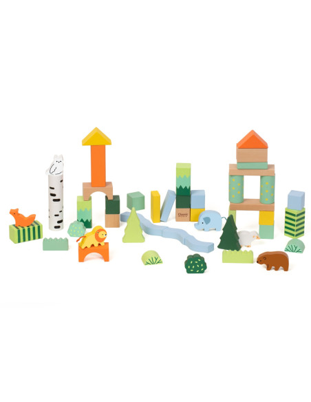 CLASSIC WORLD Zestaw Drewnianych Klocków Leśnych 50 sztuk