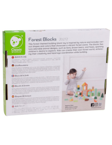 CLASSIC WORLD Zestaw Drewnianych Klocków Leśnych 50 sztuk