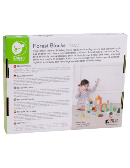 CLASSIC WORLD Zestaw Drewnianych Klocków Leśnych 50 sztuk