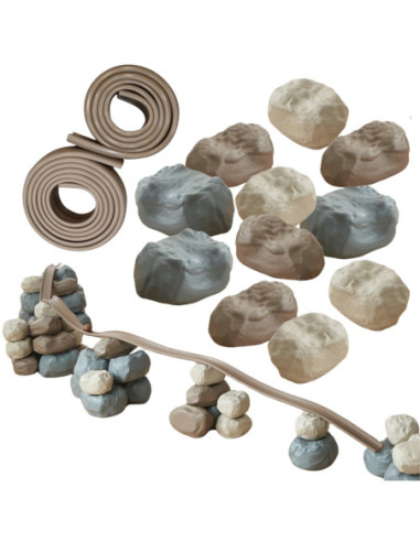 MASTERKIDZ Elastyczny Tor Kulkowy + Gumowe Kamienie Konstrukcyjne 42 el.