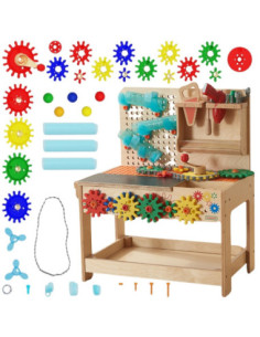 MASTERKIDZ Drewniany Warsztat Montessori STEM z Narzędziami + Akcesoria