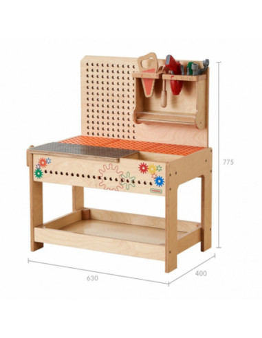 MASTERKIDZ Drewniany Warsztat Montessori STEM z Narzędziami + Akcesoria