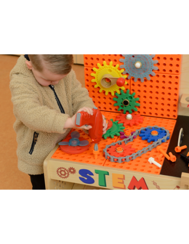 MASTERKIDZ Drewniany Warsztat XXL Montessori STEM z Narzędziami + Akcesoria