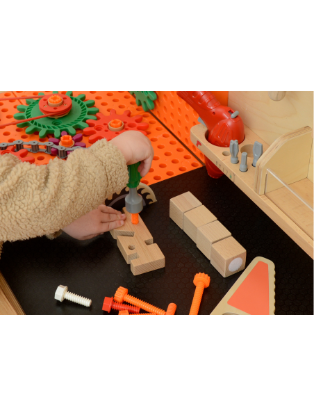 MASTERKIDZ Drewniany Warsztat XXL Montessori STEM z Narzędziami + Akcesoria