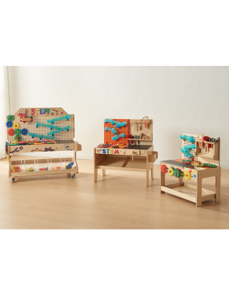 MASTERKIDZ Drewniany Warsztat XXL Montessori STEM z Narzędziami + Akcesoria