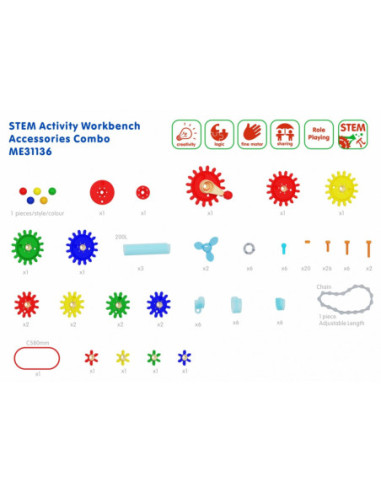 MASTERKIDZ Drewniany Warsztat XXL Montessori STEM z Narzędziami + Akcesoria