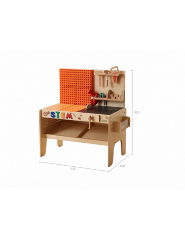 MASTERKIDZ Drewniany Warsztat XXL Montessori STEM z Narzędziami + Akcesoria