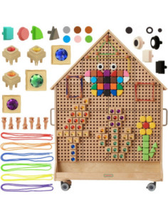 MASTERKIDZ Wooden STEM Board Freestanding XXL in the Shape of a House + Accessories