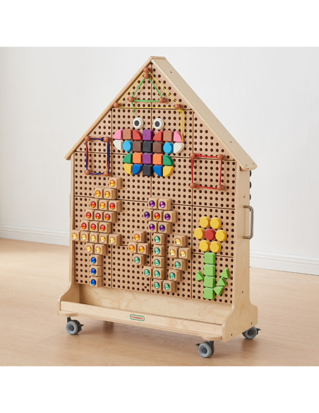 MASTERKIDZ Drewniana Tablica STEM Wolnostojąca XXL w Kształcie Domu + Akcesoria