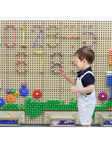 MASTERKIDZ Drewniana Tablica STEM Wolnostojąca XXL w Kształcie Domu + Akcesoria