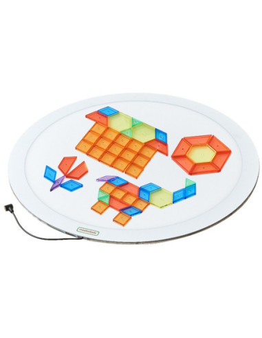 MASTERKIDZ Okrągły Panel Świetlny LED Kolorowy +  Klocki Montessori Mozaika 140 el.