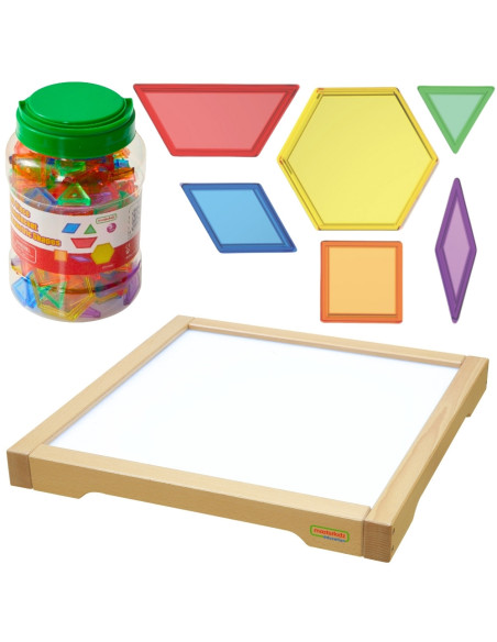 MASTERKIDZ Panel Skrzynia LED Sensoryczna + Klocki Montessori Mozaika 140 el.