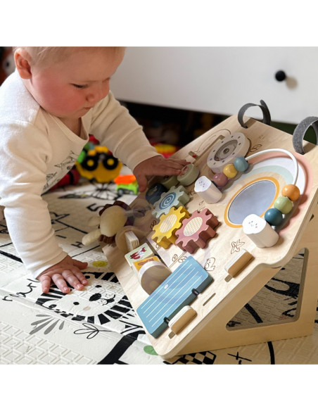 TOOKY TOY Duża Drewniana Tablica Manipulacyjna Domek - Centrum Aktywności