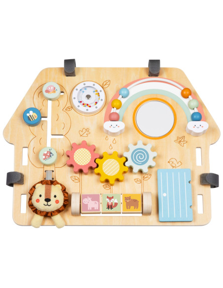 TOOKY TOY Duża Drewniana Tablica Manipulacyjna Domek - Centrum Aktywności