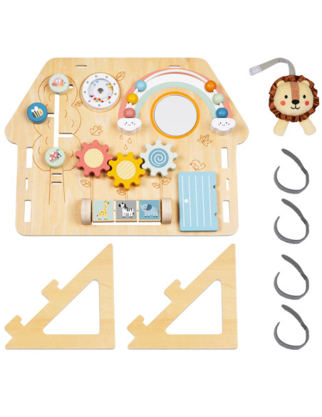 TOOKY TOY Duża Drewniana Tablica Manipulacyjna Domek - Centrum Aktywności