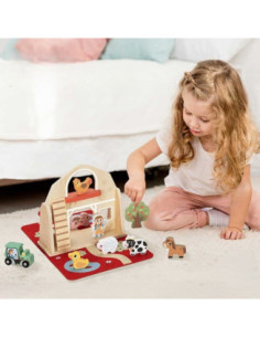 TOOKY TOY Drewniana Składana Farma w Walizce ze Zwierzątkami 2