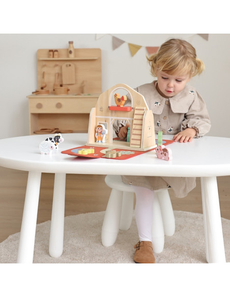 TOOKY TOY Drewniana Składana Farma w Walizce ze Zwierzątkami