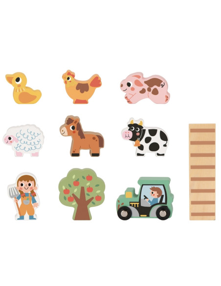 TOOKY TOY Drewniana Składana Farma w Walizce ze Zwierzątkami