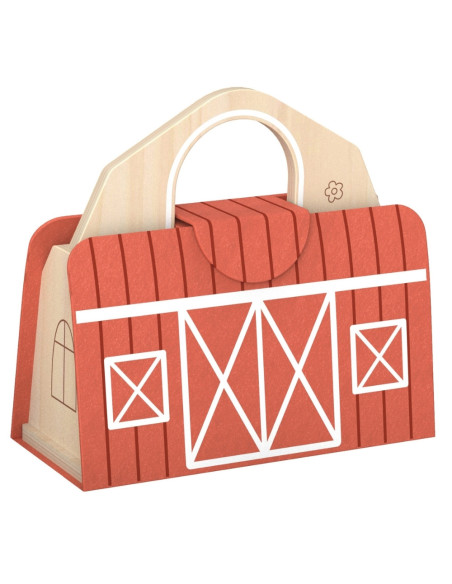 TOOKY TOY Drewniana Składana Farma w Walizce ze Zwierzątkami