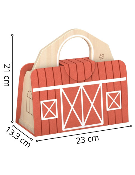TOOKY TOY Drewniana Składana Farma w Walizce ze Zwierzątkami