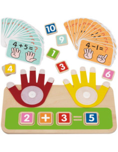 TOOKY TOY Drewniana Edukacyjna Zabawka do Nauki Liczenia na Palcach Dodawanie i Odejmowanie