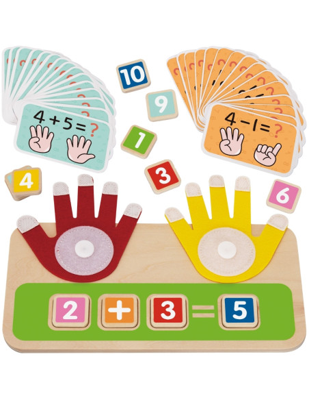 TOOKY TOY Drewniana Edukacyjna Zabawka do Nauki Liczenia na Palcach Dodawanie i Odejmowanie