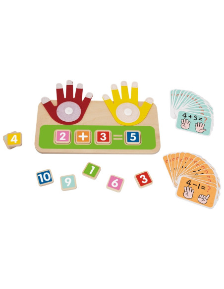 TOOKY TOY Drewniana Edukacyjna Zabawka do Nauki Liczenia na Palcach Dodawanie i Odejmowanie